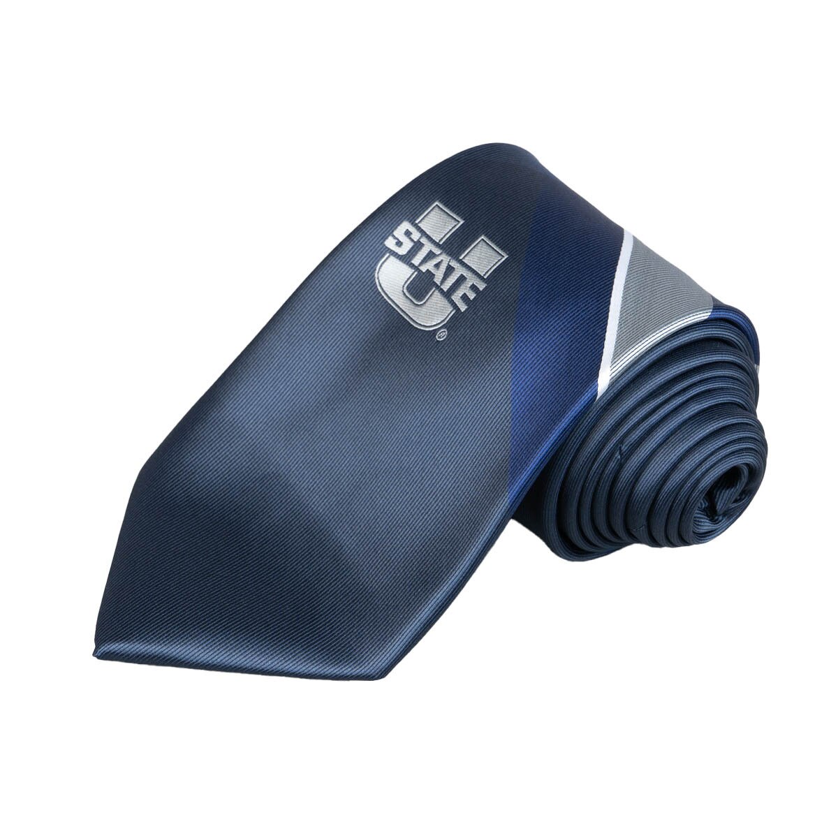 U-State grid stripe pattern navy neck tie